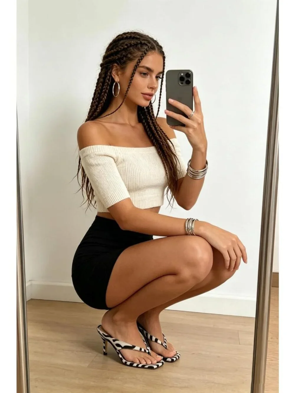 Stylish Thong Kitten Heels for Women - Square Toe Slip-On Low Heel Sandals